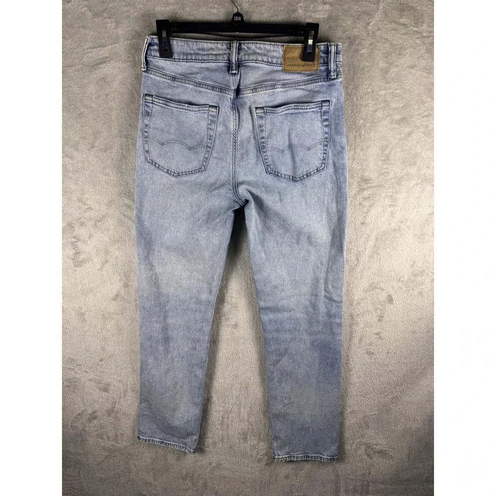 American Eagle Outfitters Jeans Mens 28x30 Light Wash Athletic Straight Easyflex - Picture 7 of 11